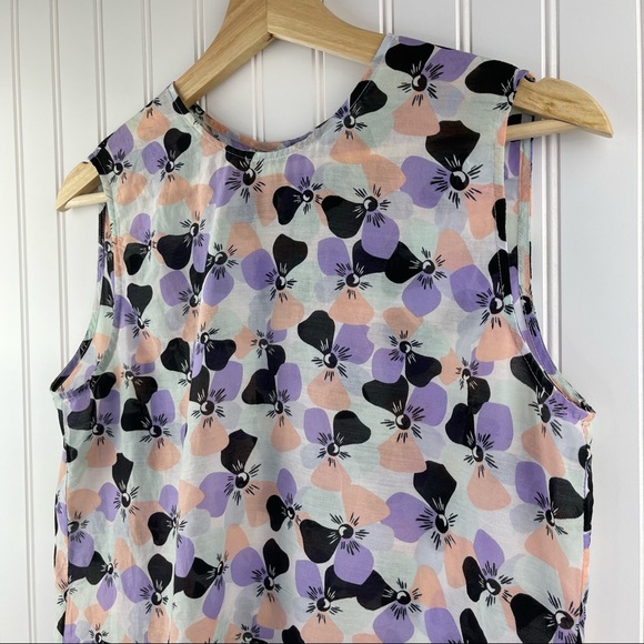 Equipment Femme Raegan Button Back Silk Blend Top Purple Coral Floral Small - Picture 4 of 10
